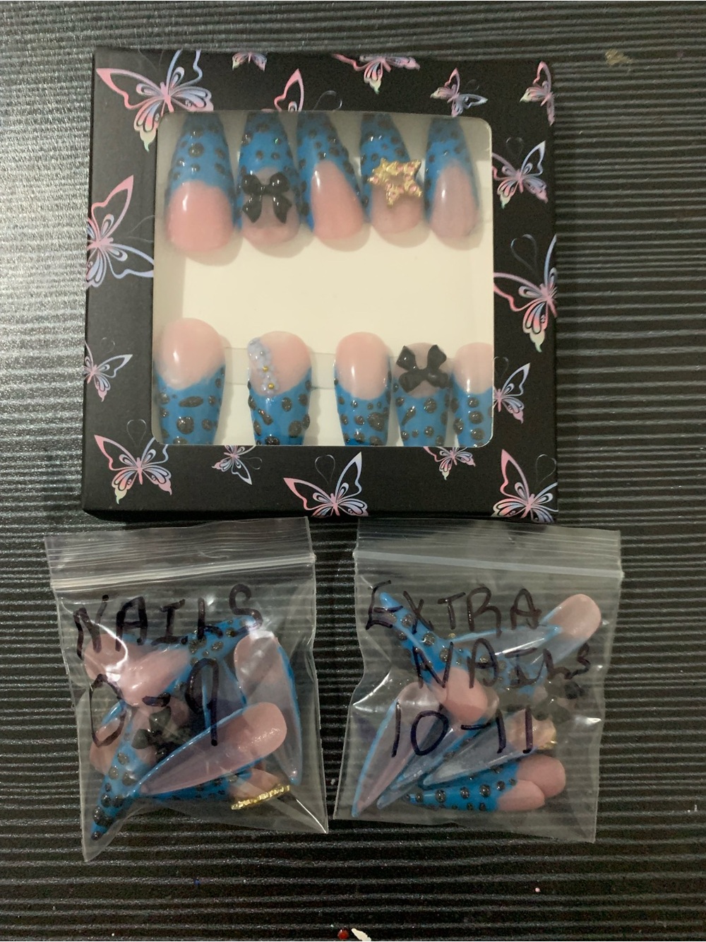 Blue & Pink  Rhinestone Press-On Nails - Picture 13 of 16